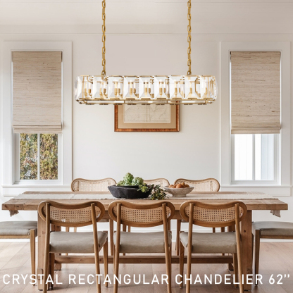Halow Faceted Crystal Rectangular Chandelier 62"