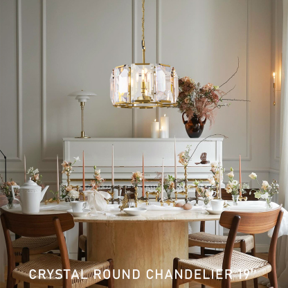 Halow Faceted Crystal Round Chandelier 19"