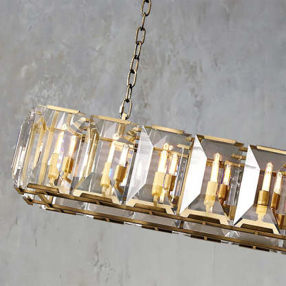 Halow Faceted Crystal Rectangular Chandelier 62"