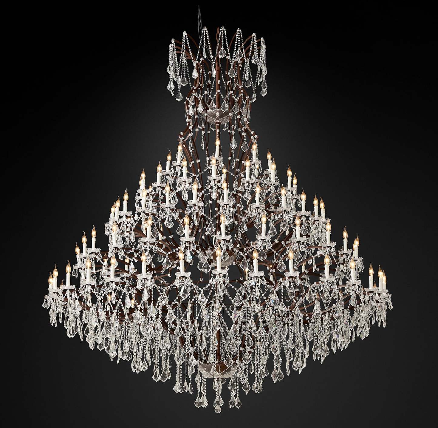 Roococo Iron & Crystal Round Chandelier 101"