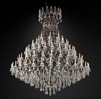 Roococo Iron & Crystal Round Chandelier 101"