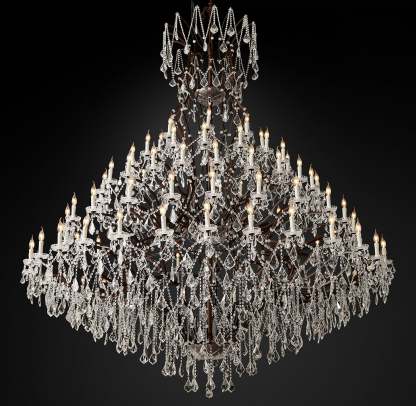 Roococo Iron & Crystal Round Chandelier 101"
