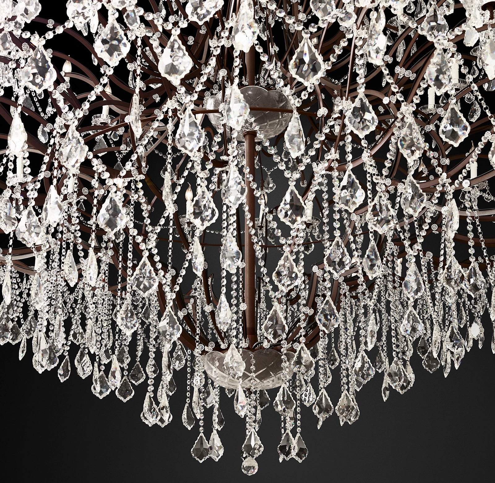Roococo Iron & Crystal Round Chandelier 101"