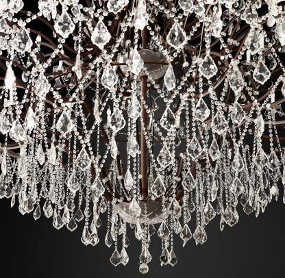 Roococo Iron & Crystal Round Chandelier 101"