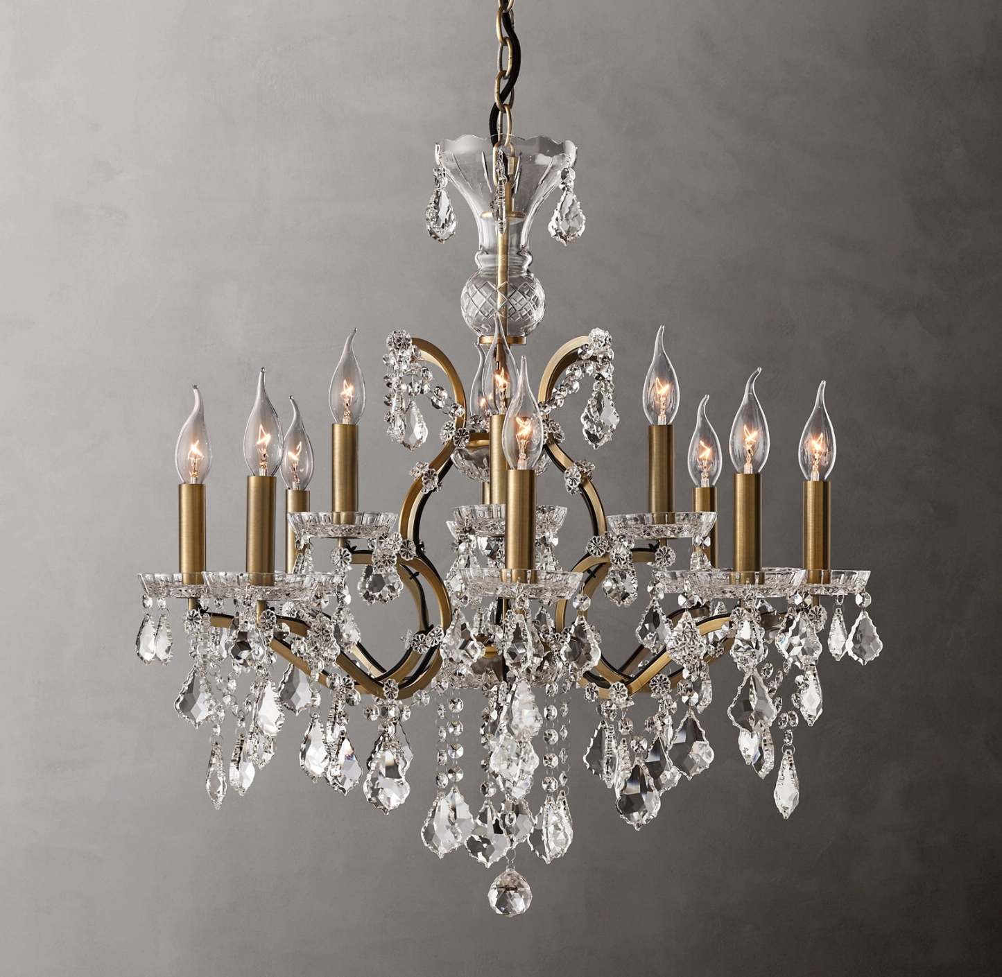 Roococo Iron & Crystal Round Chandelier 28''