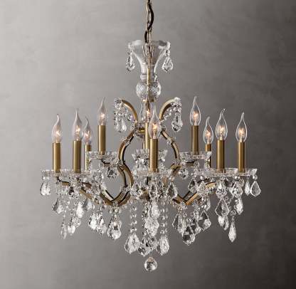 Roococo Iron & Crystal Round Chandelier 28''