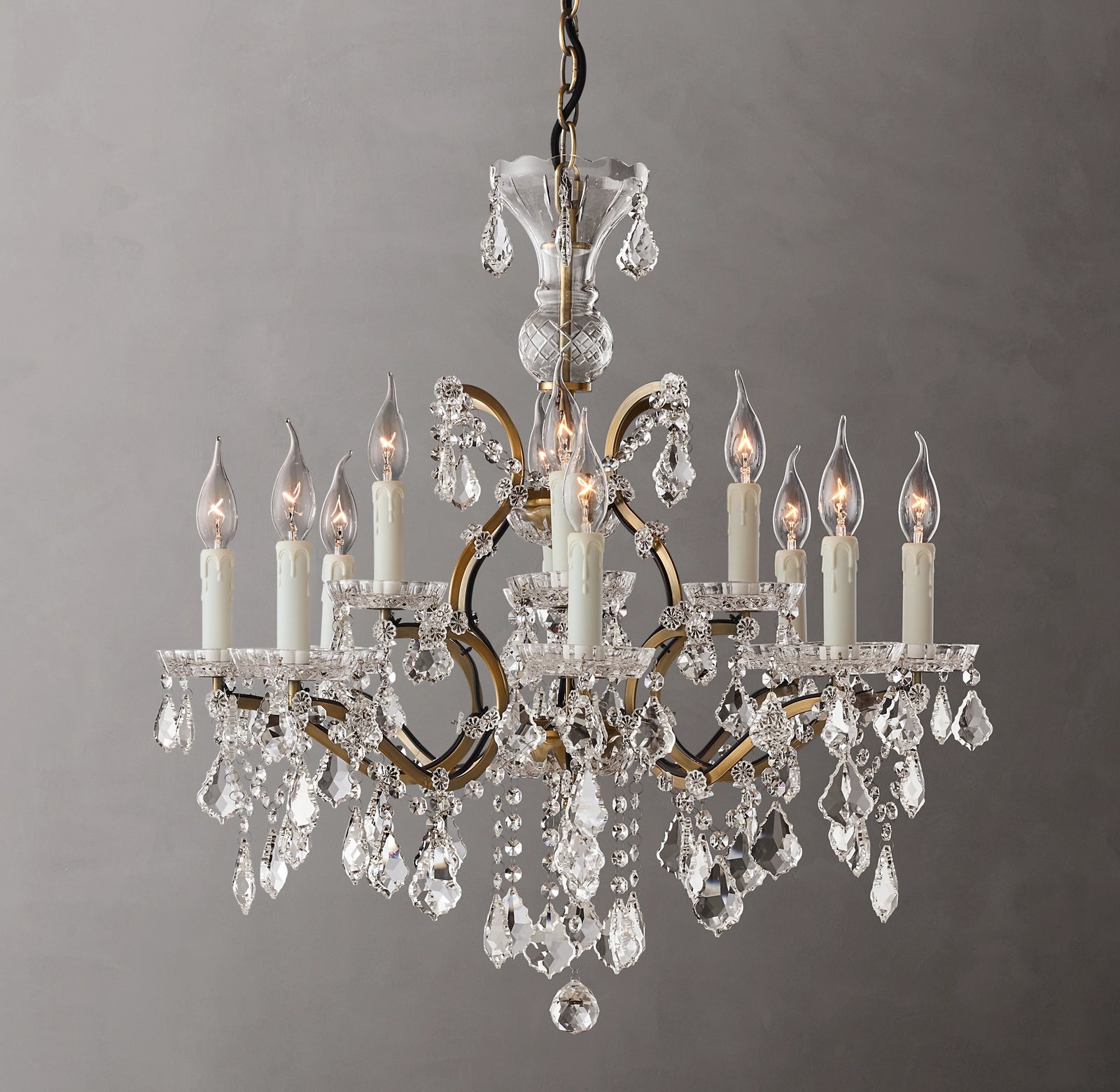 Roococo Iron & Crystal Round Chandelier 28''