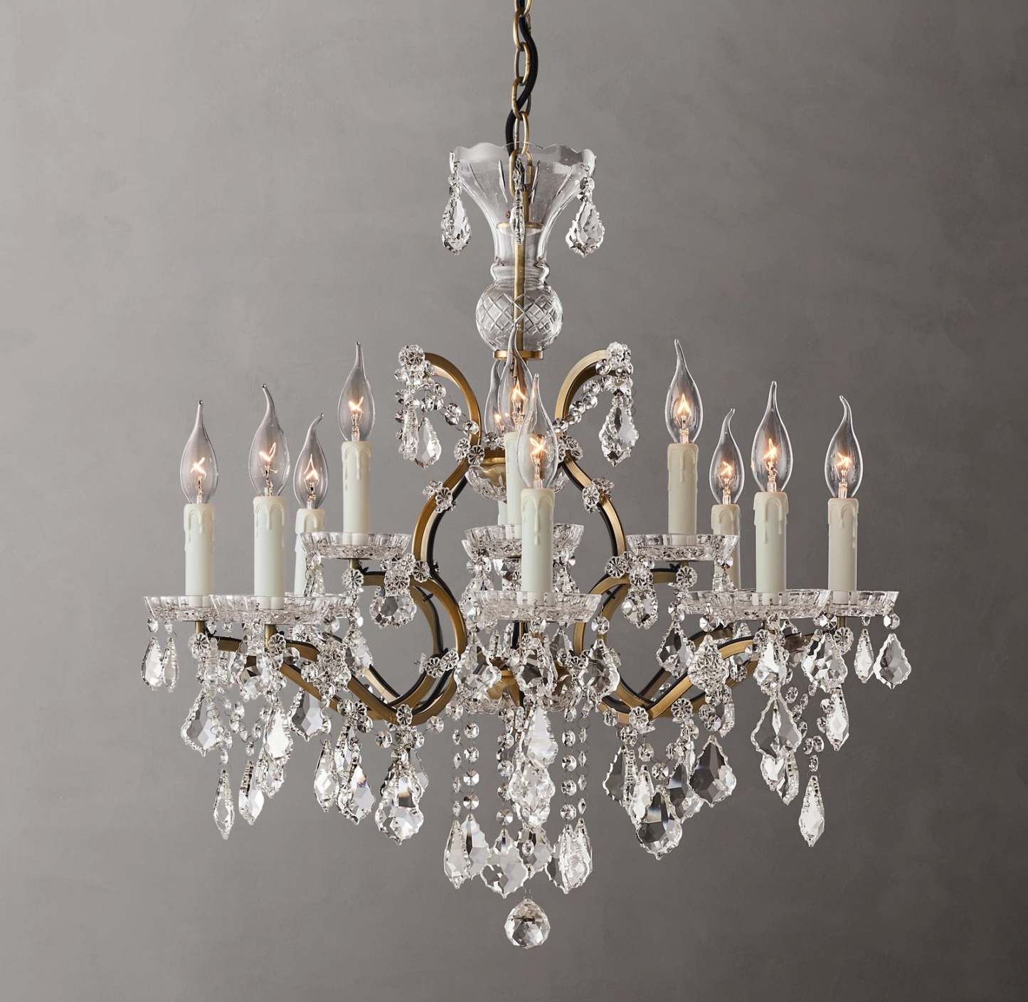 Roococo Iron & Crystal Round Chandelier 28''