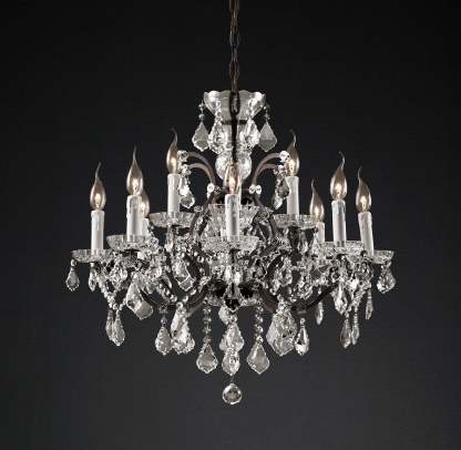 Roococo Iron & Crystal Round Chandelier 28''