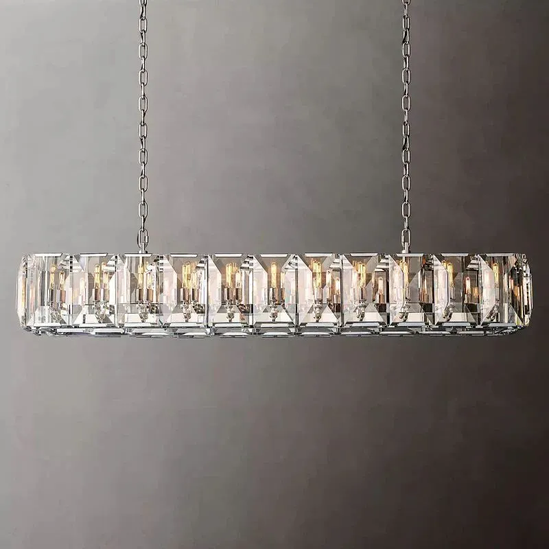 Halow Faceted Crystal Rectangular Chandelier 74"