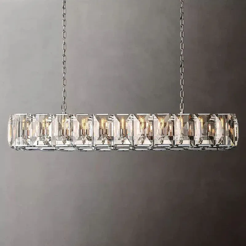 Halow Faceted Crystal Rectangular Chandelier 74"