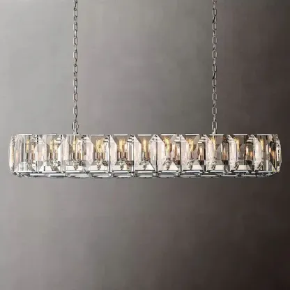 Halow Faceted Crystal Rectangular Chandelier 74"