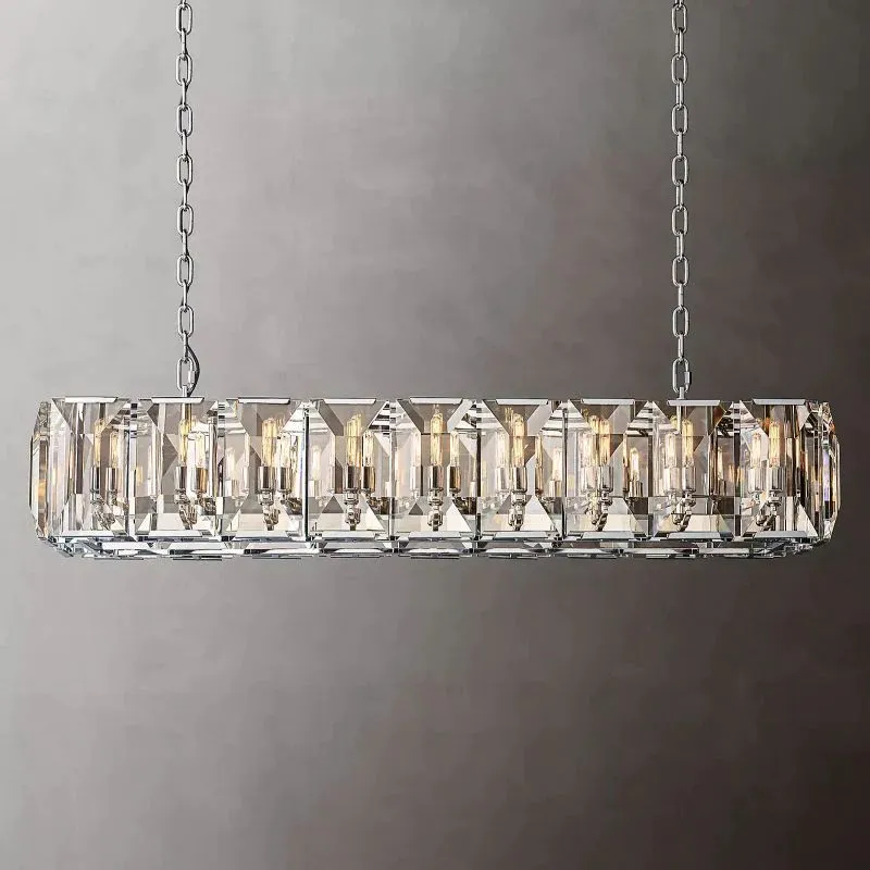 Halow Faceted Crystal Rectangular Chandelier 62"