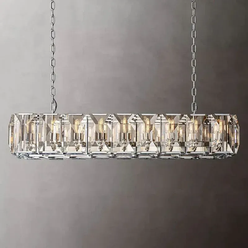 Halow Faceted Crystal Rectangular Chandelier 62"