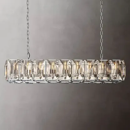 Halow Faceted Crystal Rectangular Chandelier 62"