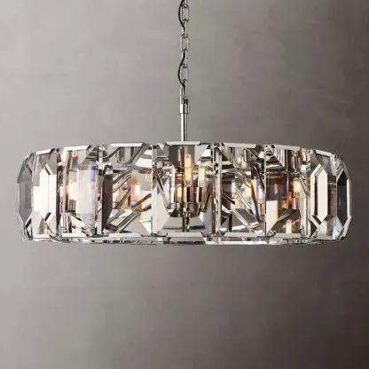 Halow Faceted Crystal Round Chandelier 43"
