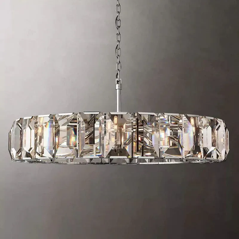 Halow Faceted Crystal Round Chandelier 60"