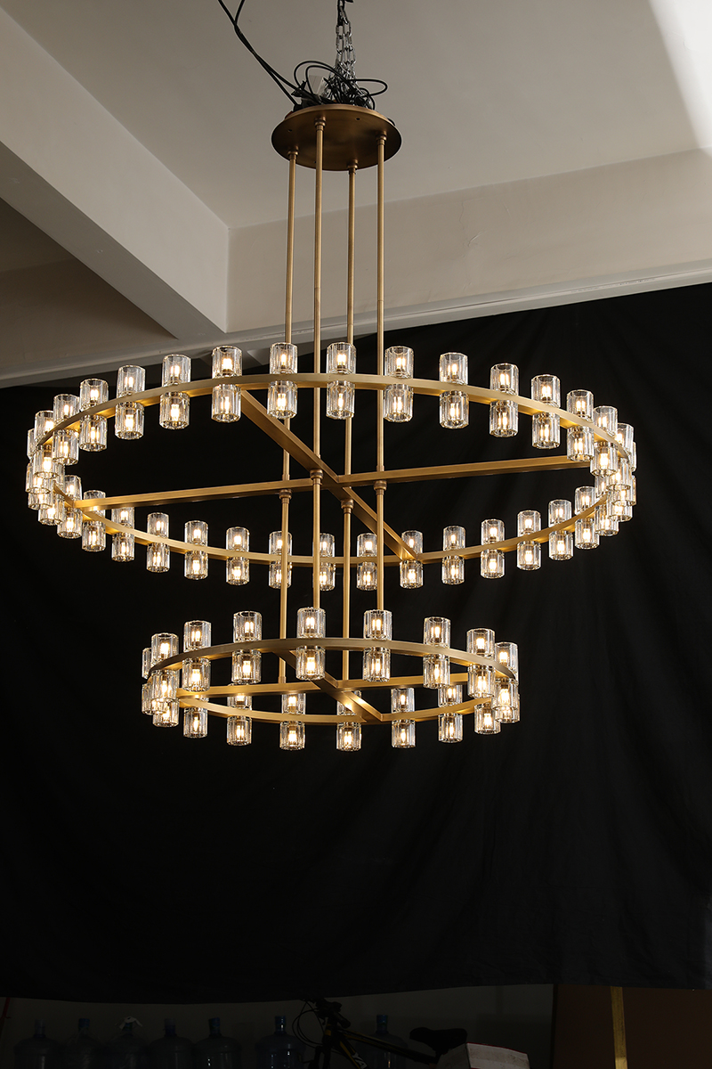 Arcades Led Round Two-Tier Chandelier For Crystal Cup 60"