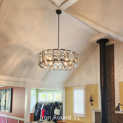 Halow Faceted Crystal Round Chandelier 31"