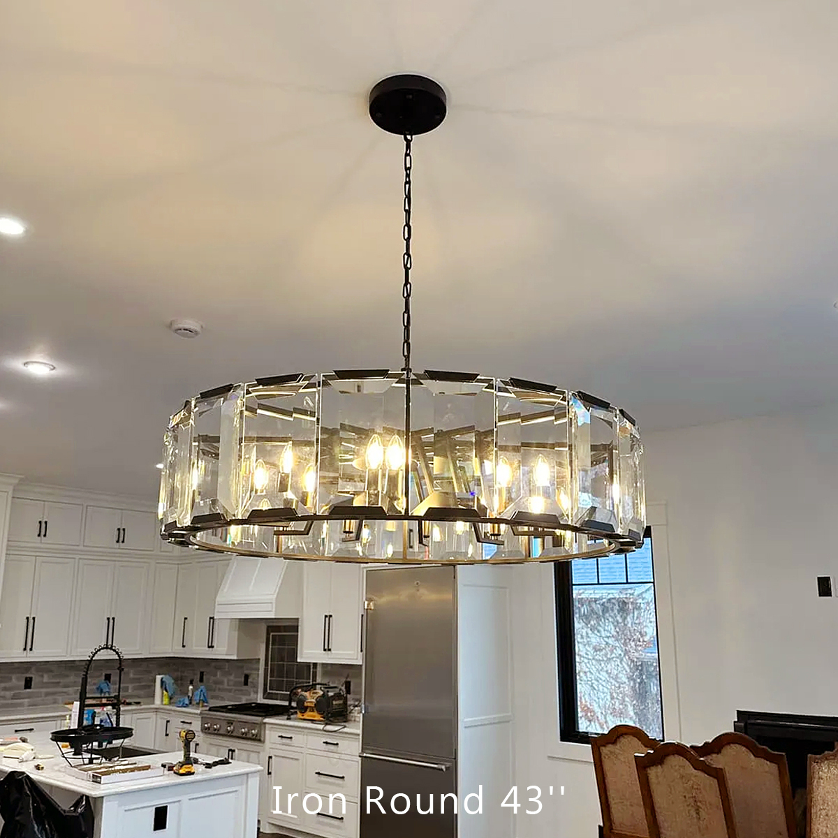 Halow Faceted Crystal Round Chandelier 43"