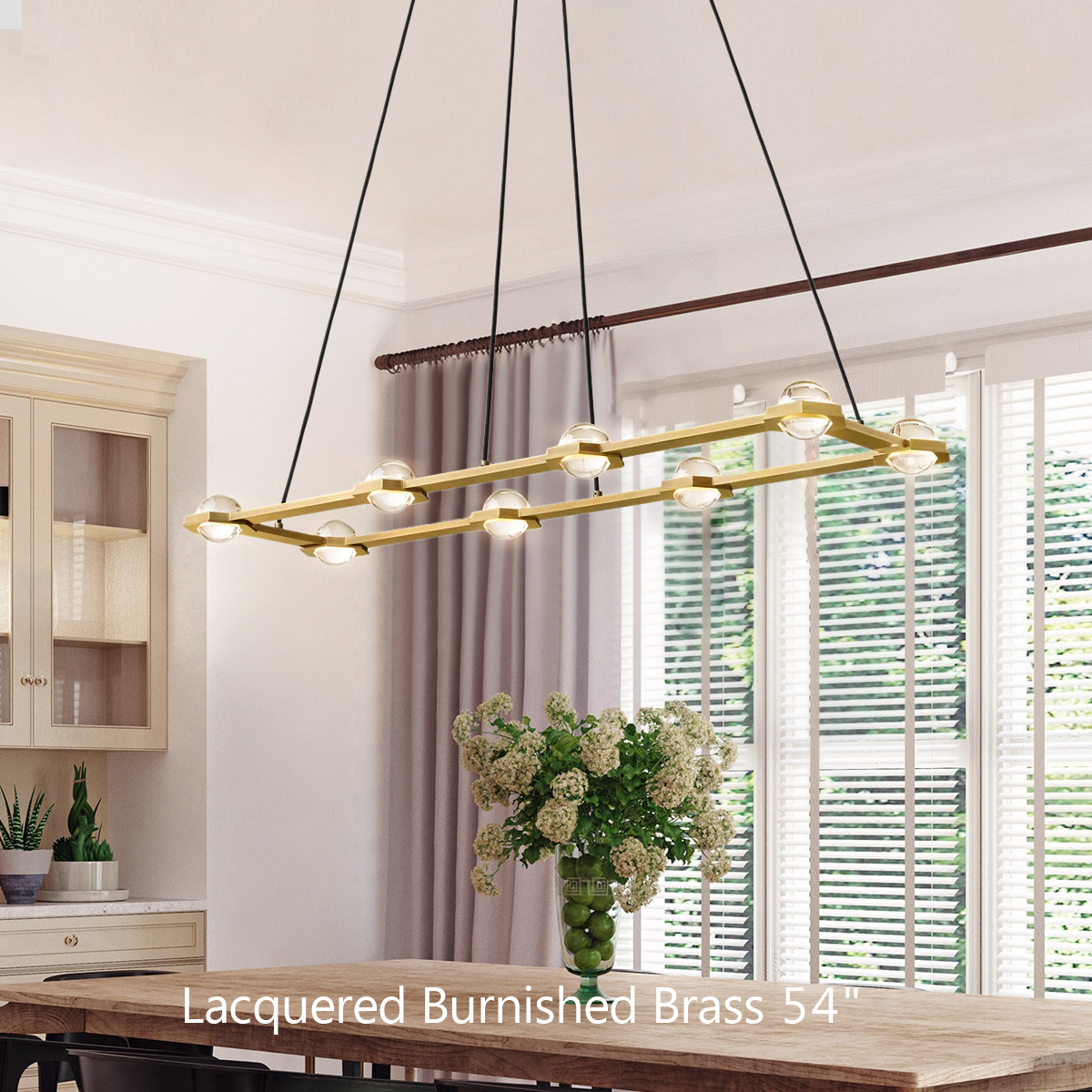 Eclatanti Crystal Ball Rectangular Chandelier 54" 72"