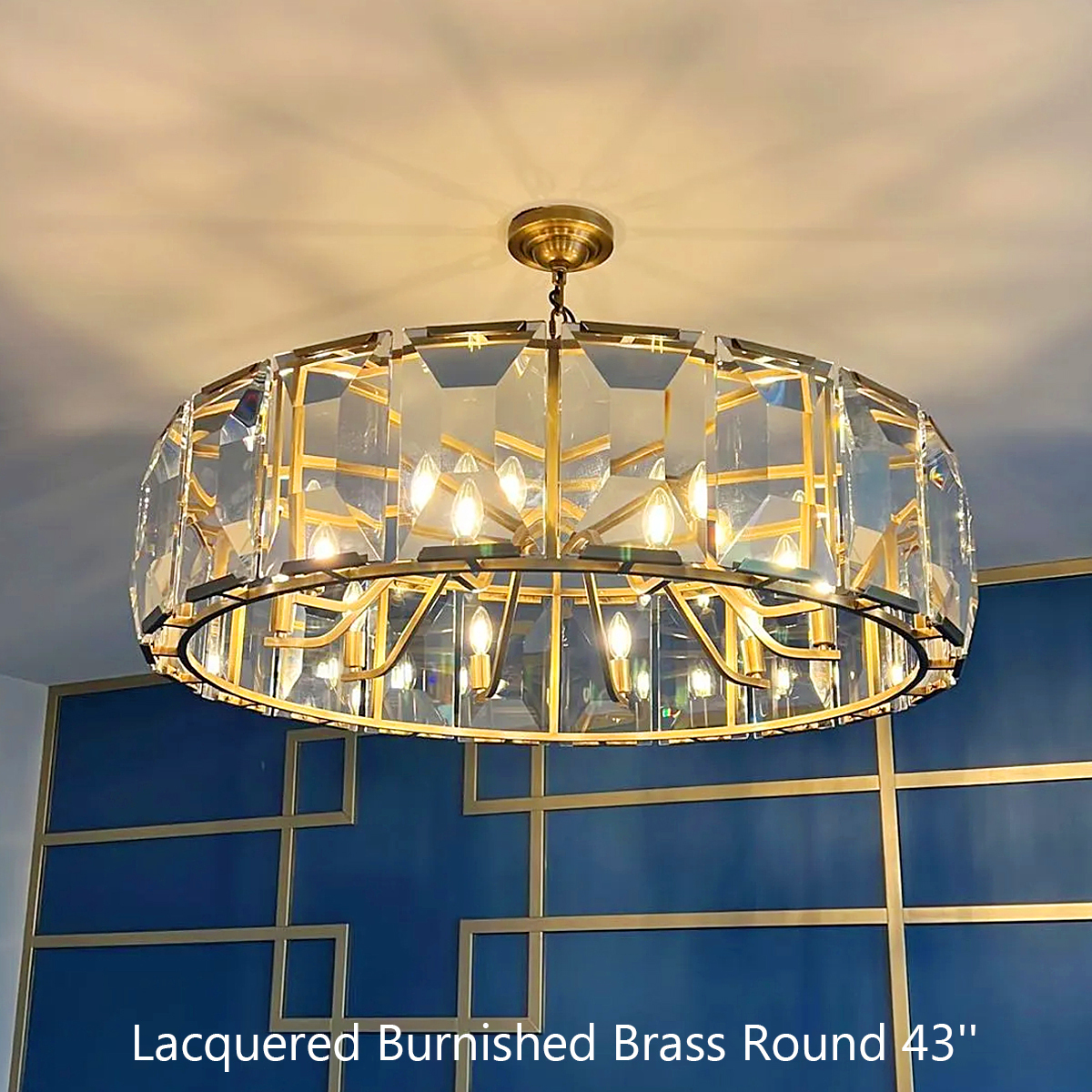 Halow Faceted Crystal Round Chandelier 43"