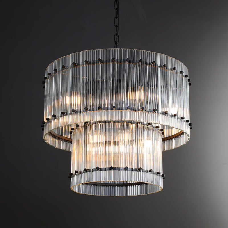 San Marc Handmade Glass 2-Tier Round Chandelier 22"