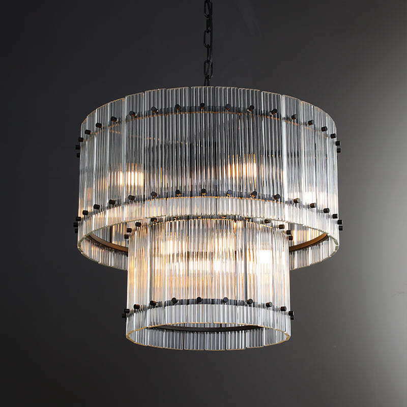 San Marc Handmade Glass 2-Tier Round Chandelier 22"