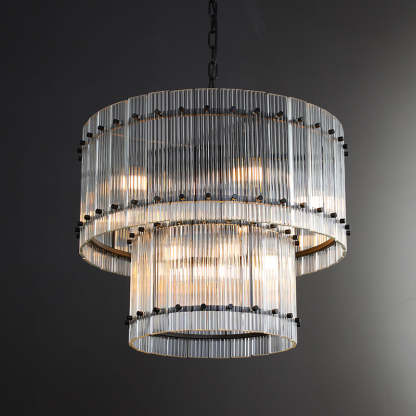 San Marc Handmade Glass 2-Tier Round Chandelier 22"