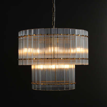 San Marc Handmade Glass 2-Tier Round Chandelier 22"