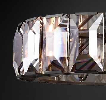 Halow Faceted Crystal Round Chandelier 43" - crystal prism glass pieces