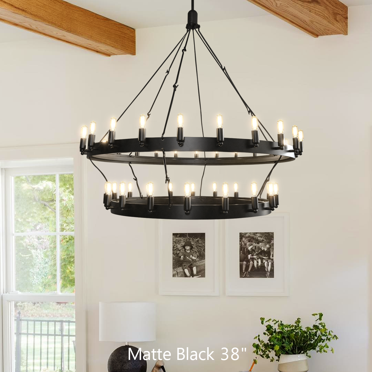 Camin Vintage Filament 2-Tier Round Chandelier