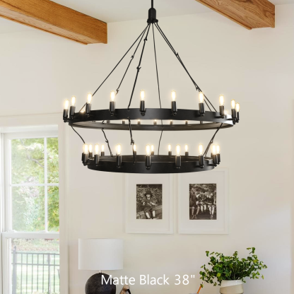 Camin Vintage Filament 2-Tier Round Chandelier