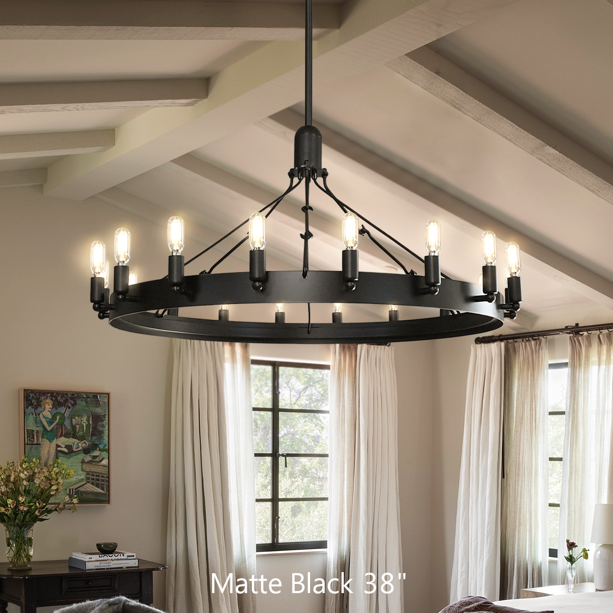 Camin Vintage Filament Round Chandelier 38"