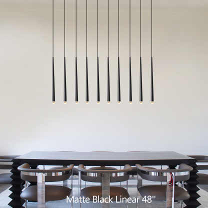 Aquinas Tapered Tubular Linear Chandelier 48" 60" 72", Lacquered Burnished Brass / Bronze