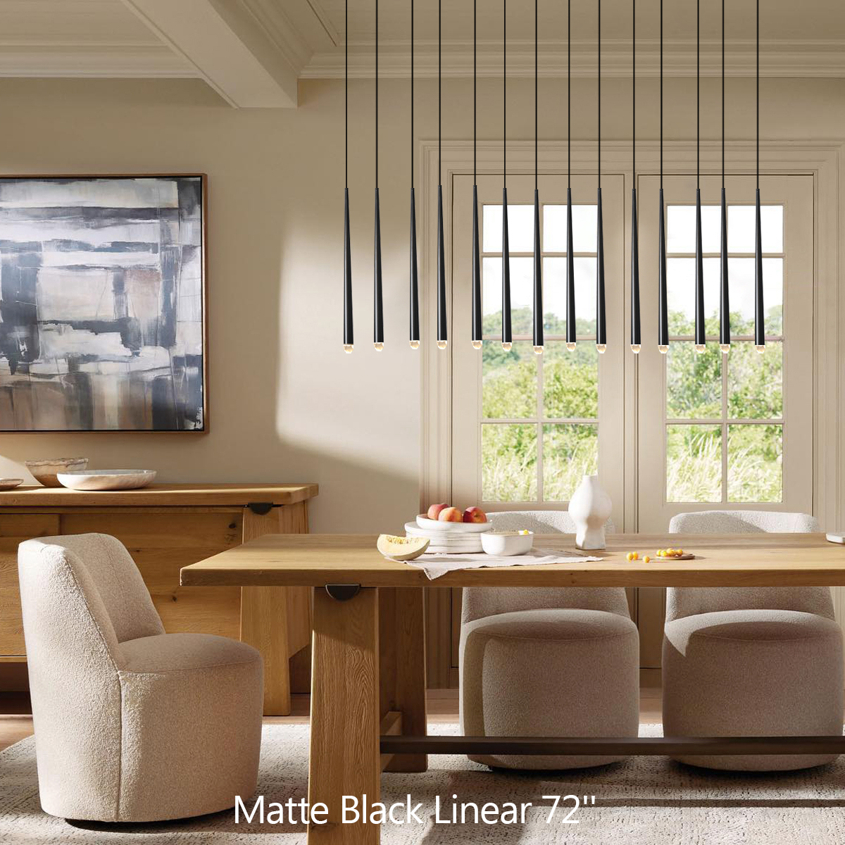 Aquinas Tapered Tubular Linear Chandelier 48" 60" 72", Lacquered Burnished Brass / Bronze