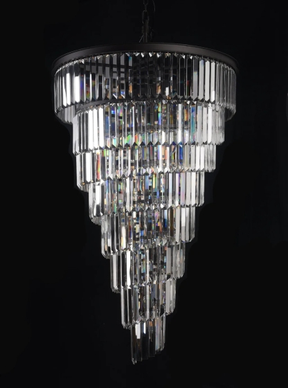 Odeon Spiral Tiered/ Layered Crystal Chandelier Light