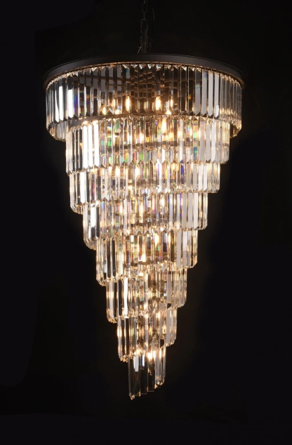 Odeon Spiral Tiered/ Layered Crystal Chandelier Light
