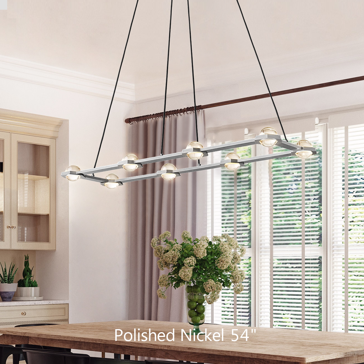 Eclatanti Crystal Ball Rectangular Chandelier 54" 72"