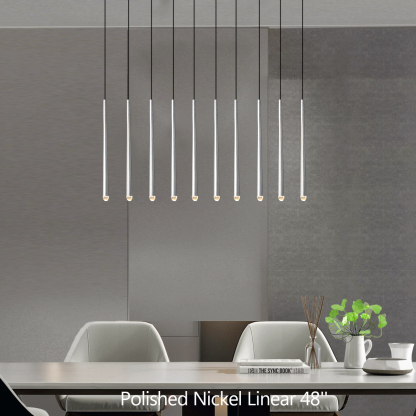 Aquinas Tapered Tubular Linear Chandelier 48" 60" 72", Lacquered Burnished Brass / Bronze