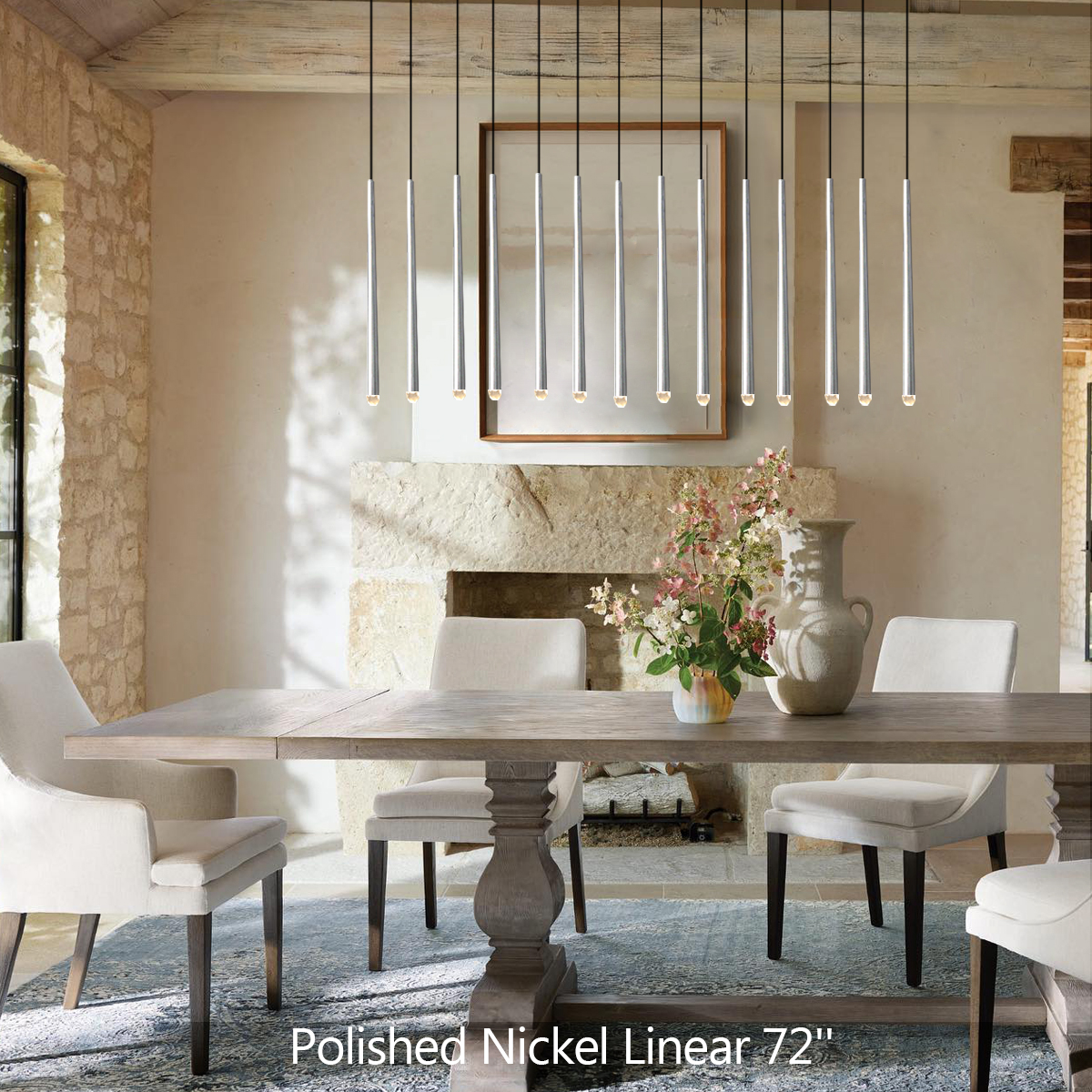 Aquinas Tapered Tubular Linear Chandelier 48" 60" 72", Lacquered Burnished Brass / Bronze