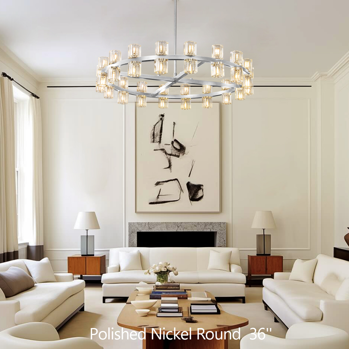 Arcades  Led Round Chandelier For Crystal Cup 36"