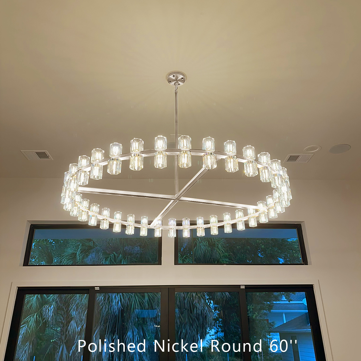 Arcades Led Round Chandelier For Crystal Cup 60"