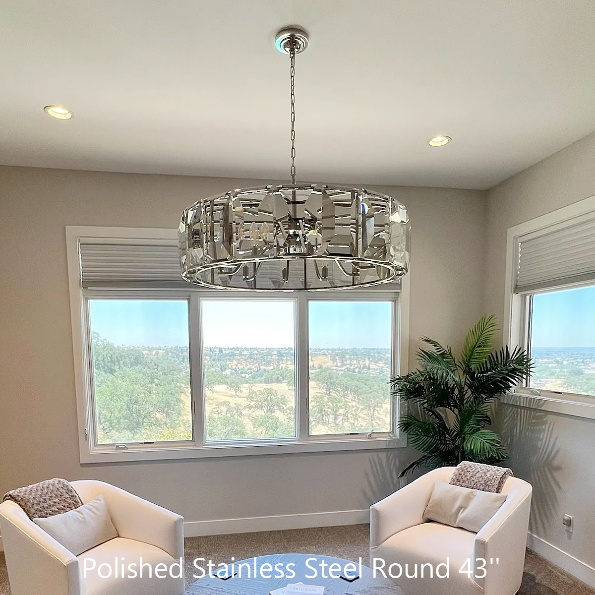 Halow Faceted Crystal Round Chandelier 43"