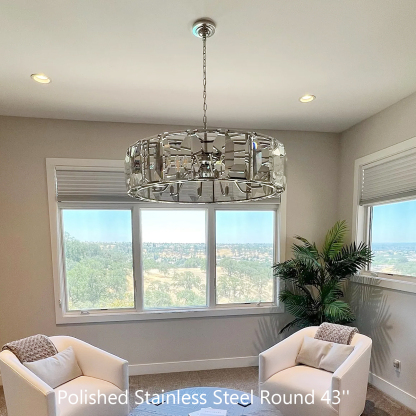 Halow Faceted Crystal Round Chandelier 43"