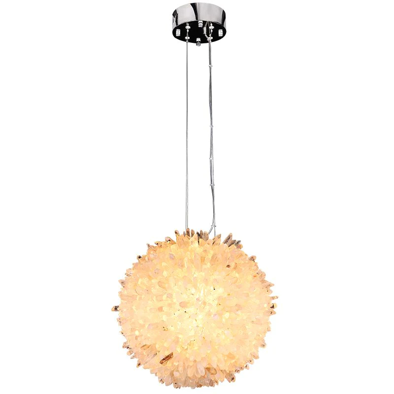 Rock Crystal Clear Geode Quartz Crystal Ball Modern Pendant Light