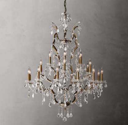 Rococo Iron & Crystal Round Chandelier 40"