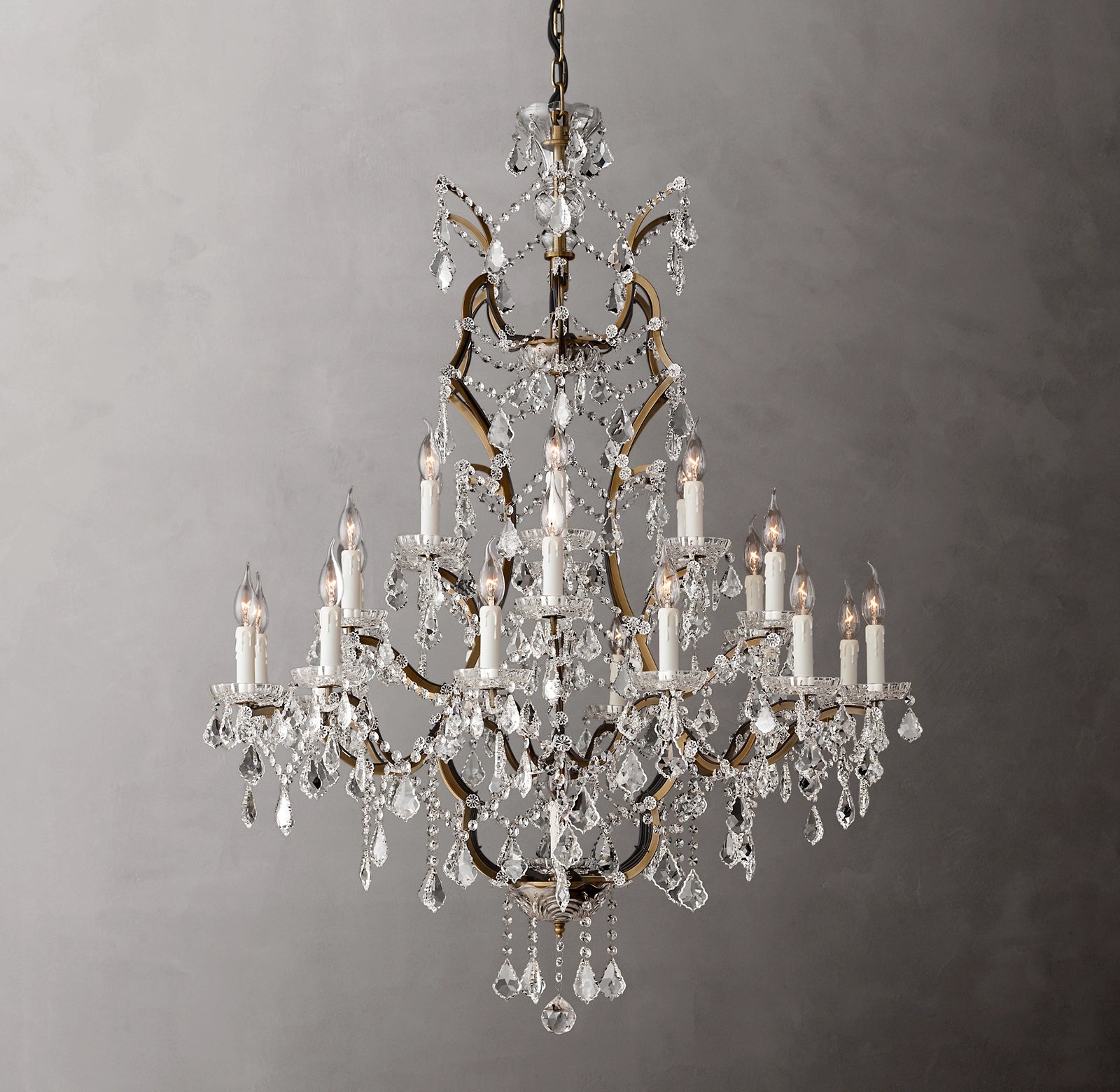 Roococo Iron & Crystal Round Chandelier 40"
