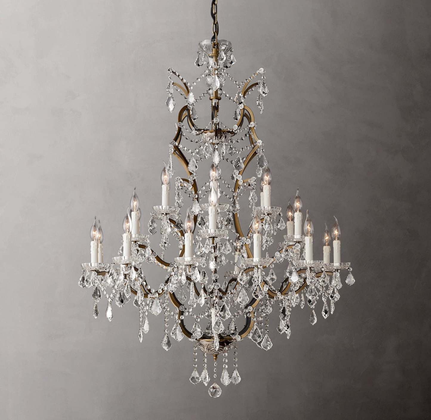 Roococo Iron & Crystal Round Chandelier 40"