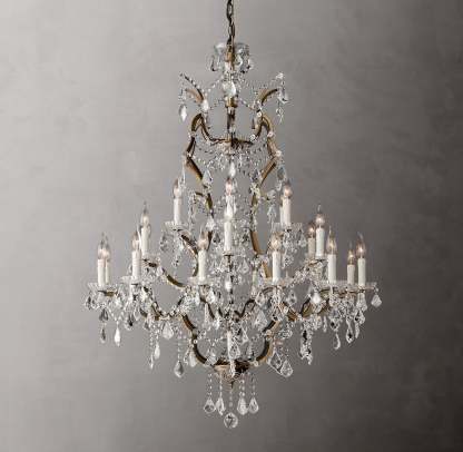Roococo Iron & Crystal Round Chandelier 40"